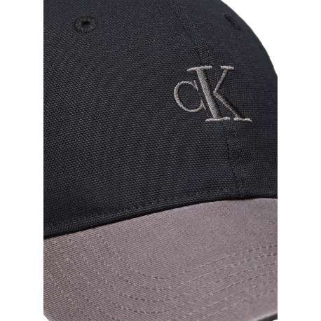 Casquette en coton bicolore noire et gris uni avec fermeture strapback - Image 3