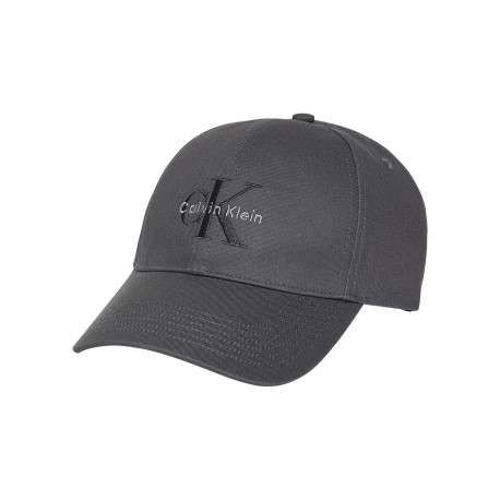Casquette en coton anthracite uni avec logo et fermeture strapback