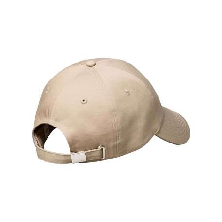 Casquette en coton beige uni avec logo et fermeture strapback - Image 2