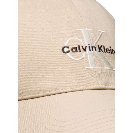 Casquette en coton beige uni avec logo et fermeture strapback - Image 3