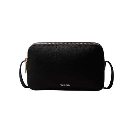 Sac noir uni muni d'une bandoulière et un revêtement en grains