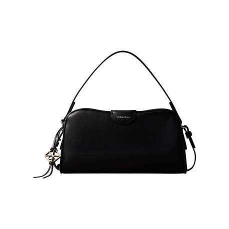 Sac noir uni avec un revêtement lisse muni d'une anse et d'une bandoulière