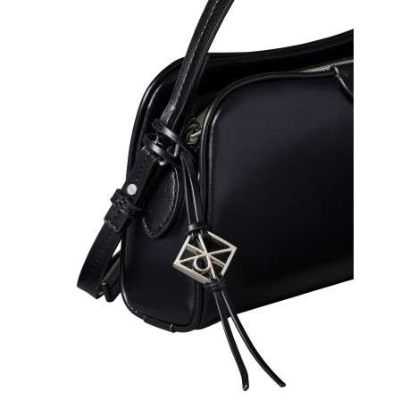 Sac noir uni avec un revêtement lisse muni d'une anse et d'une bandoulière - Image 3