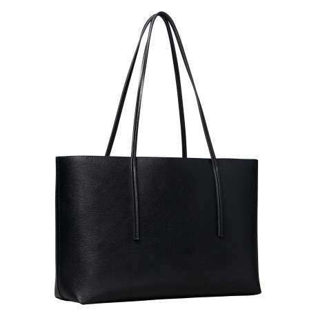 Sac shopping noir uni muni d'une anse et d'une pochette à zip - Image 2