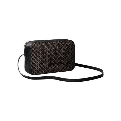 Sac noir avec des motifs monogramme taupe muni d'une bandoulière - Image 2