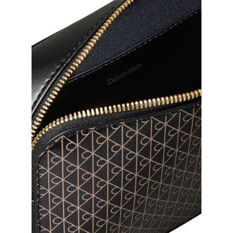 Sac noir avec des motifs monogramme taupe muni d'une bandoulière - Image 3