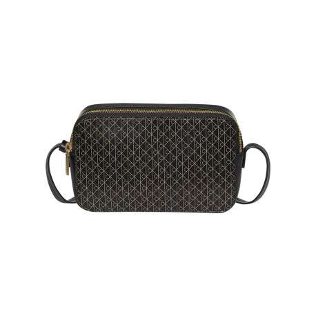 Sac noir avec des motifs monogramme taupe muni d'une bandoulière - Image 5