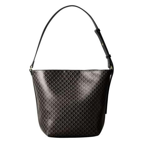 Sac porté épaule noir muni d'une anse ajustable avec des motifs monogrammes