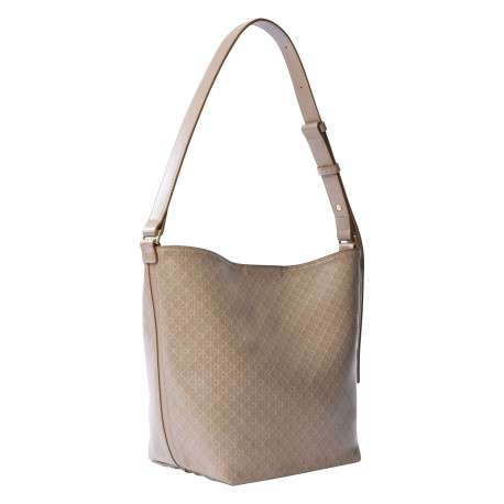 Sac porté épaule taupe muni d'une anse ajustable avec des motifs monogrammes - Image 2