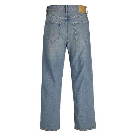 Jean en coton biologique bleu à coupe droite pourvu d'un effet délavé - Image 2