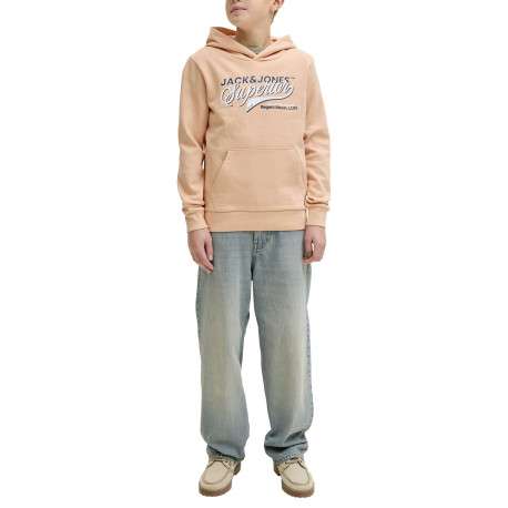 Sweat en coton mélangé pêche à coupe droite orné d'un imprimé de la marque - Image 6