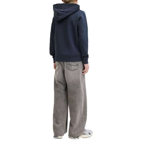 Sweat en coton mélangé marine à coupe droite orné d'un imprimé de la marque - Image 3