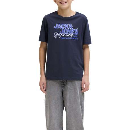 T-shirt en coton biologique marine orné d'un imprimé de la marque - Image 3