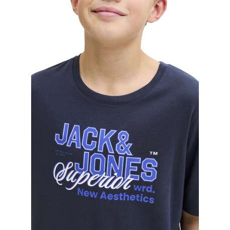 T-shirt en coton biologique marine orné d'un imprimé de la marque - Image 5