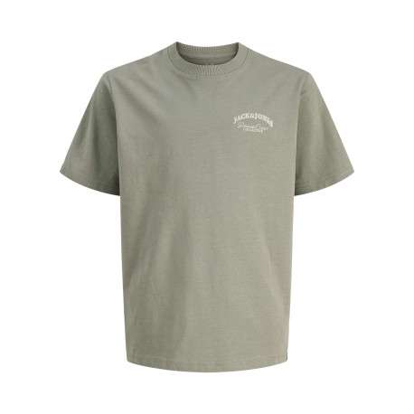 T-shirt en coton kaki orné d'un imprimé de la marque oversize dans le dos