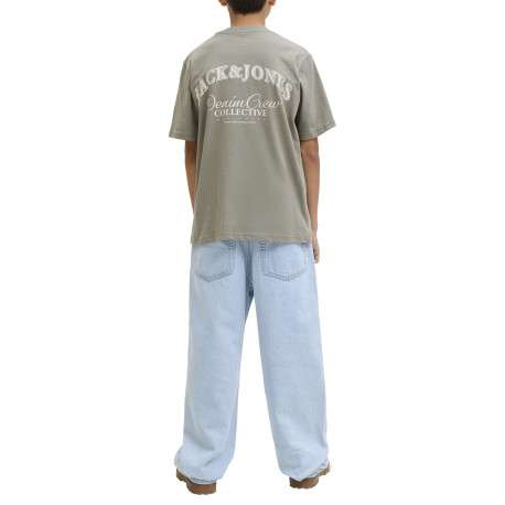 T-shirt en coton kaki orné d'un imprimé de la marque oversize dans le dos - Image 4