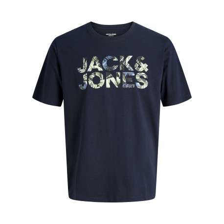 T-shirt en coton biologique marine orné d'un imprimé de la marque