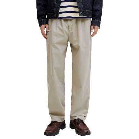 Pantalon Karl Lawrence en coton beige pourvu d'une taille élastiquée - Image 3