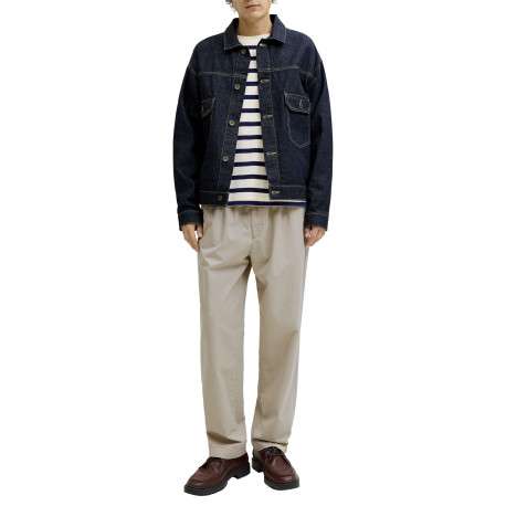 Pantalon Karl Lawrence en coton beige pourvu d'une taille élastiquée - Image 7