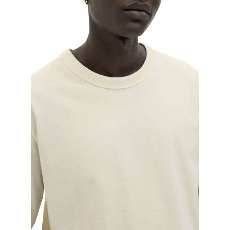 T-shirt en coton écru pourvu d'une coupe droite et d'un col rond - Image 5