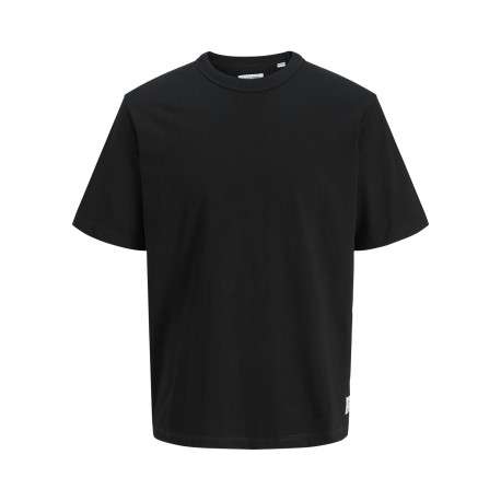 T-shirt en coton noir pourvu d'une coupe droite et d'un col rond