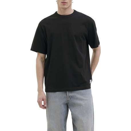 T-shirt en coton noir pourvu d'une coupe droite et d'un col rond - Image 2