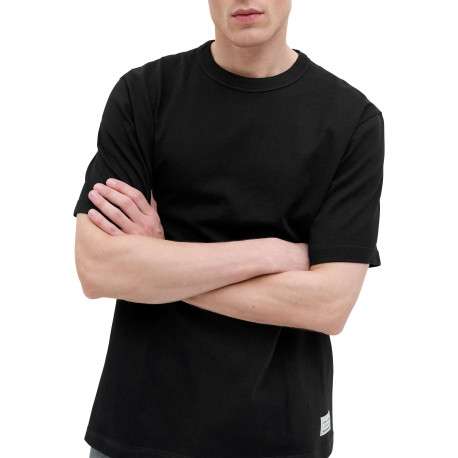 T-shirt en coton noir pourvu d'une coupe droite et d'un col rond - Image 4