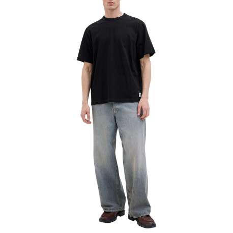 T-shirt en coton noir pourvu d'une coupe droite et d'un col rond - Image 6