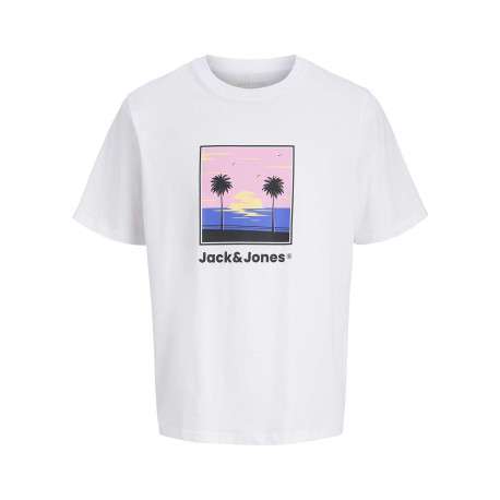 T-shirt en coton blanc pourvu d'une coupe droite et d'un col rond