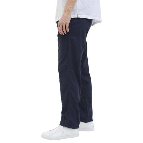 Pantalon chino marine en coton et lin mélangés pourvu d'un cordon de serrage - Image 5