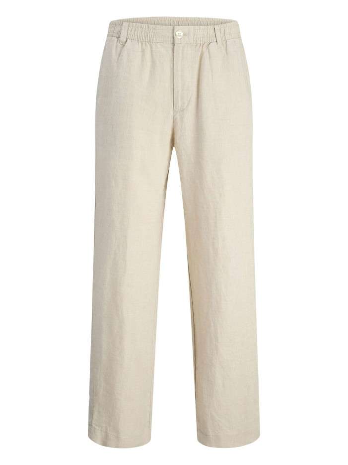 Pantalon chino beige en lin...