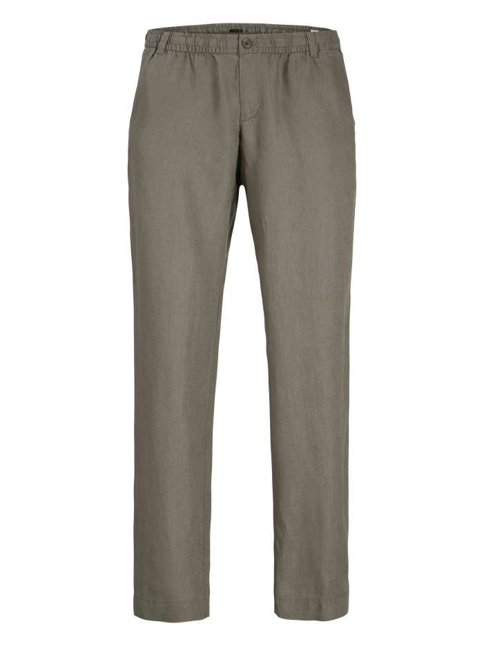 Pantalon chino kaki en lin...