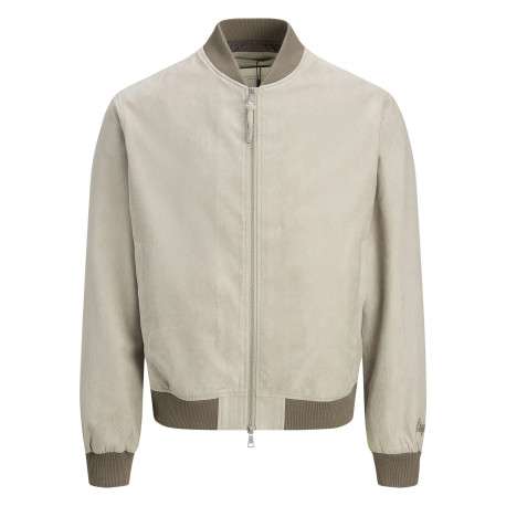 Bomber écru en maille effet daim coupe ajustée pourvu d'un col rond