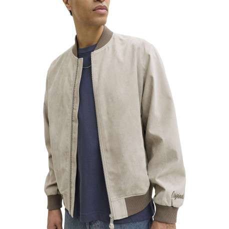 Bomber écru en maille effet daim coupe ajustée pourvu d'un col rond - Image 6