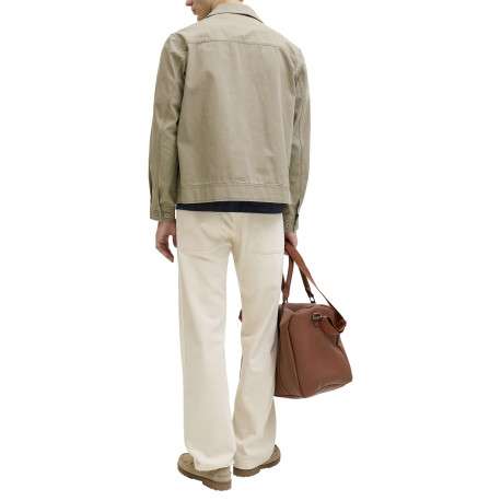 Blouson en coton kaki à coupe ajustée pourvu d'un col chemise - Image 4
