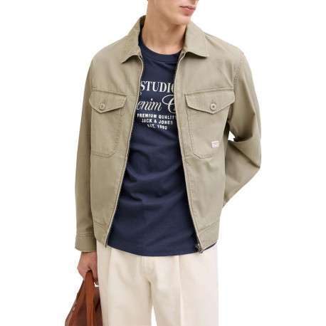 Blouson en coton kaki à coupe ajustée pourvu d'un col chemise - Image 6