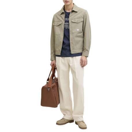Blouson en coton kaki à coupe ajustée pourvu d'un col chemise - Image 7