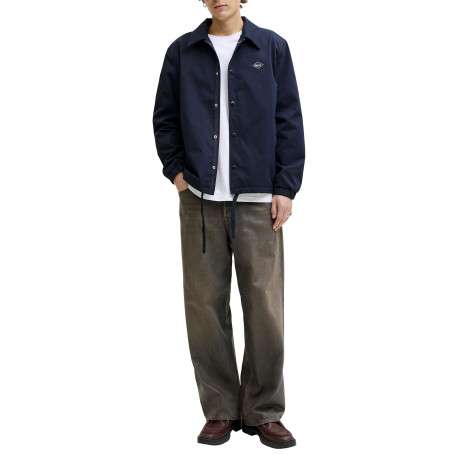 Blouson marine à coupe ajustée pourvu du patch de la marque sur la poitrine - Image 6