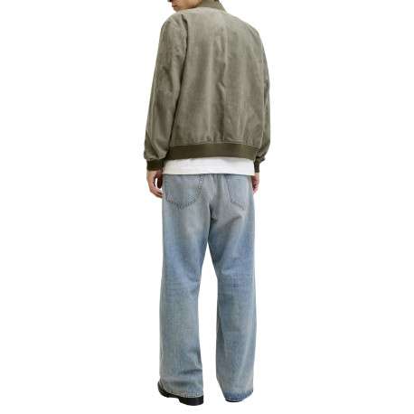 Bomber kaki en maille effet daim coupe ajustée pourvu d'un col rond - Image 3