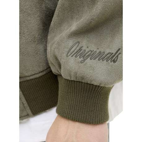 Bomber kaki en maille effet daim coupe ajustée pourvu d'un col rond - Image 4