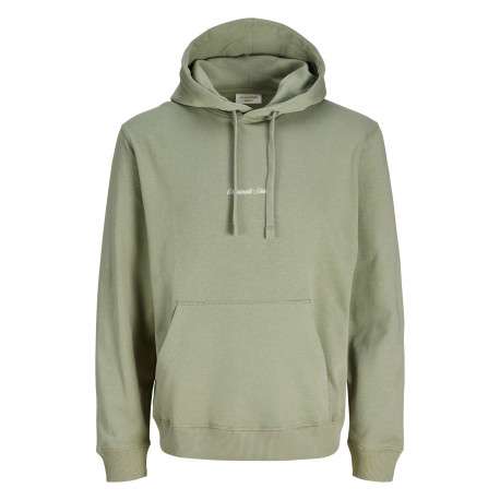 Sweat en coton olive à coupe droite pourvu d'un col à capuche