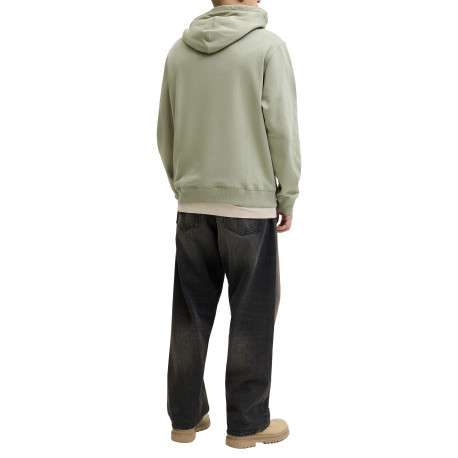 Sweat en coton olive à coupe droite pourvu d'un col à capuche - Image 4