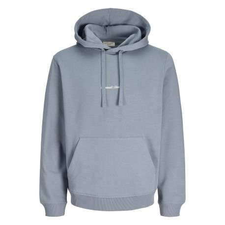 Sweat en coton bleu à coupe droite pourvu d'un col à capuche