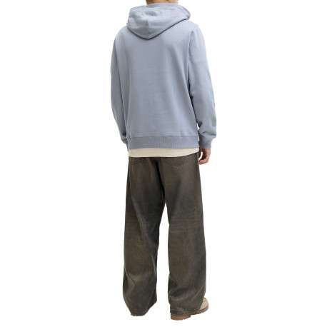Sweat en coton bleu à coupe droite pourvu d'un col à capuche - Image 4