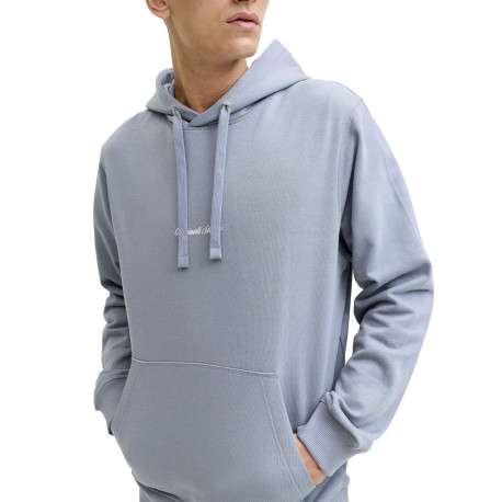 Sweat en coton bleu à coupe droite pourvu d'un col à capuche - Image 6