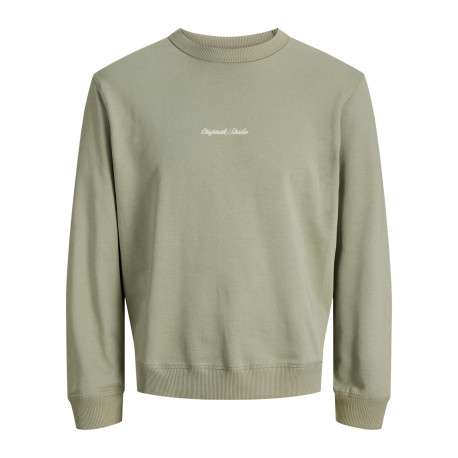 Sweat en coton olive pourvu d'un col rond et de manches longues