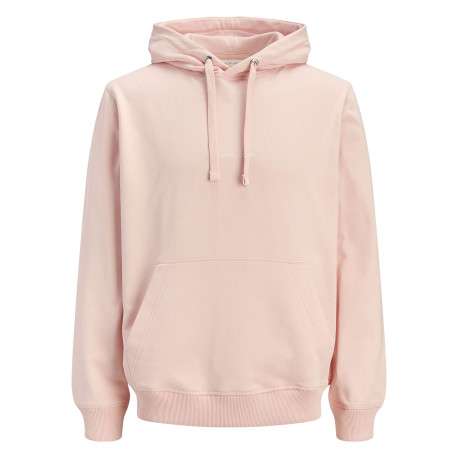 Sweat en coton pêche à coupe droite pourvu d'un col à capuche