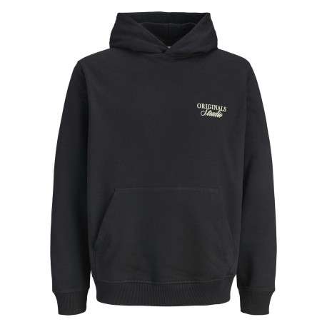 Sweat en coton noir à coupe droite pourvu d'un col à capuche