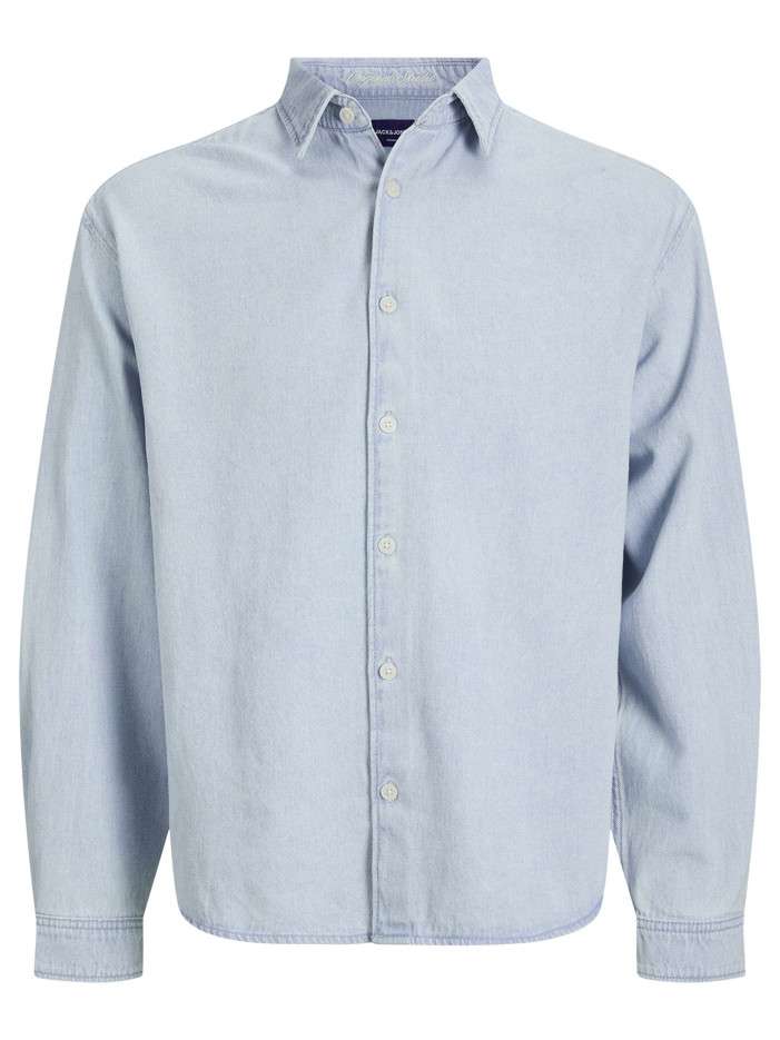 Chemise en coton bleue unie...