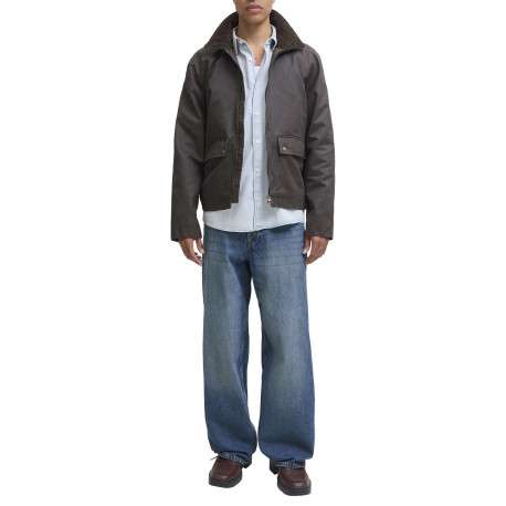 Chemise en coton bleue unie à coupe droite pourvue d'un col à revers - Image 7